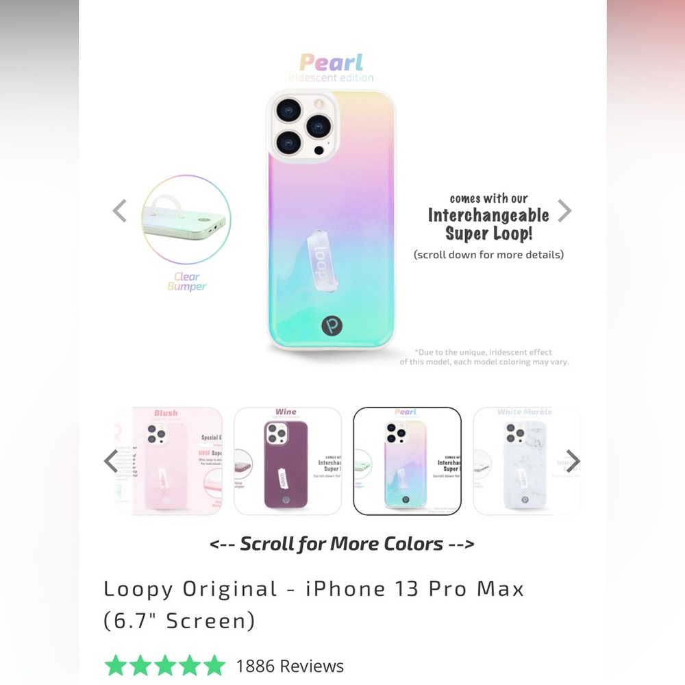 Loopy case pearl iridescent